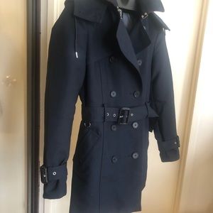Zara Trench Coat w/ Removable Hood | Navy | XS